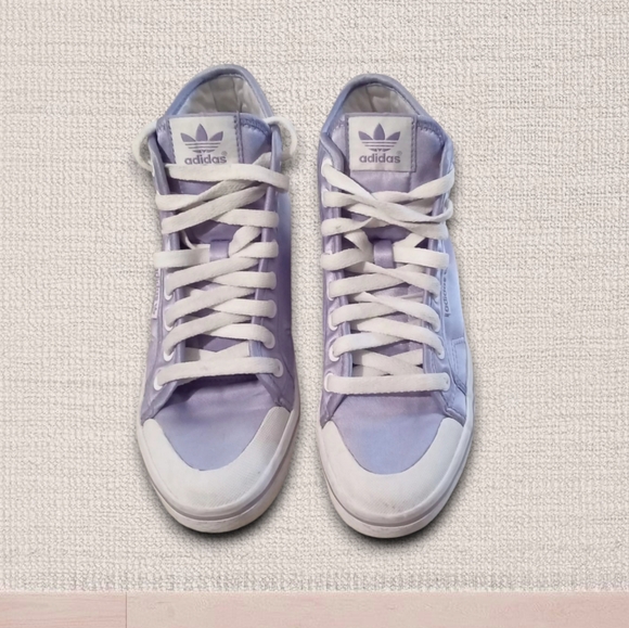 ADIDAS Europe- Limited Edition Light Purple Satin Hi-Top Sneakers - Picture 3 of 12